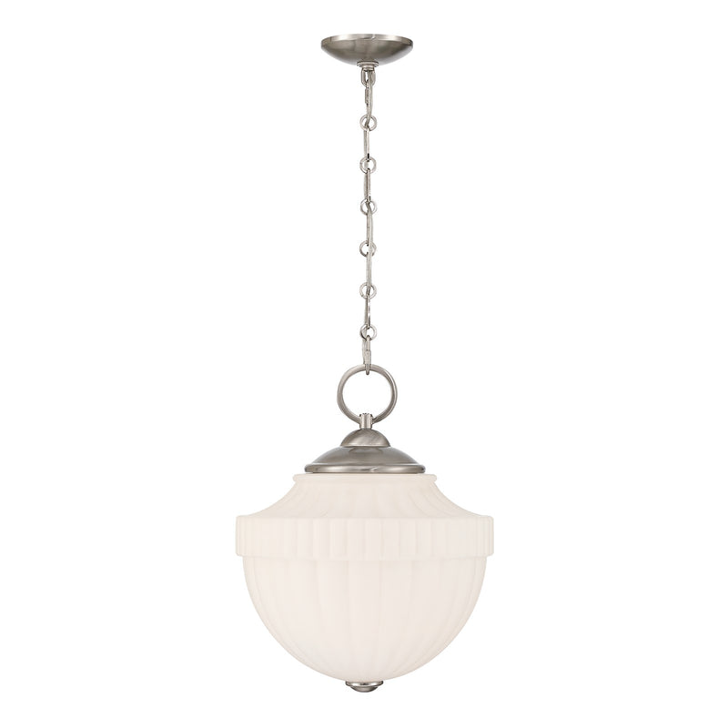 Savoy House Montrose 14in 1-Light Pendant | Vintage Satin Nickel and White Opal Glass | Kitchen & Breakfast Nook | 14 x 14 x 16.38 in | Model 7-6999-1-SN