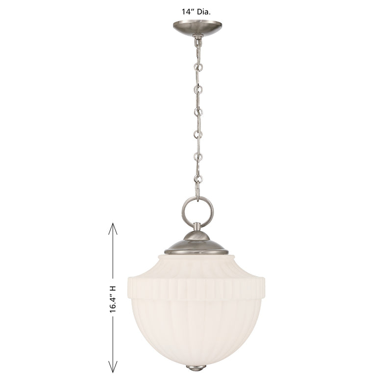 Savoy House Montrose 14in 1-Light Pendant | Vintage Satin Nickel and White Opal Glass | Kitchen & Breakfast Nook | 14 x 14 x 16.38 in | Model 7-6999-1-SN