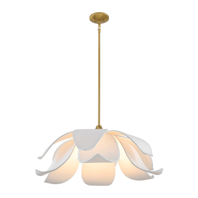 Savoy House Elsie 6 Light Pendant, Warm Brass/White
