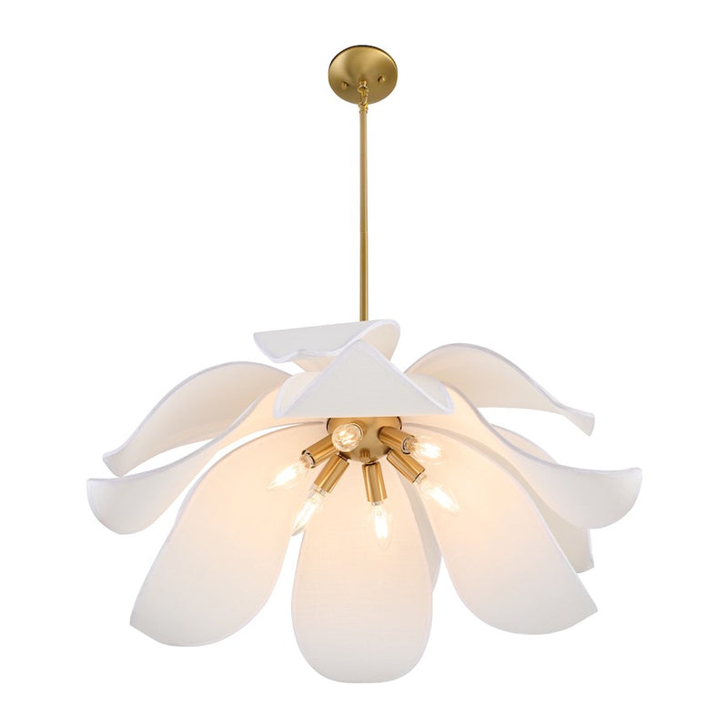 Savoy House Elsie 6 Light Pendant, Warm Brass/White