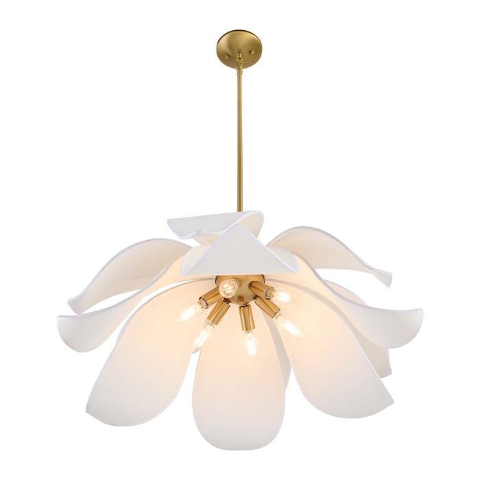 Savoy House Elsie 6 Light Pendant, Warm Brass/White