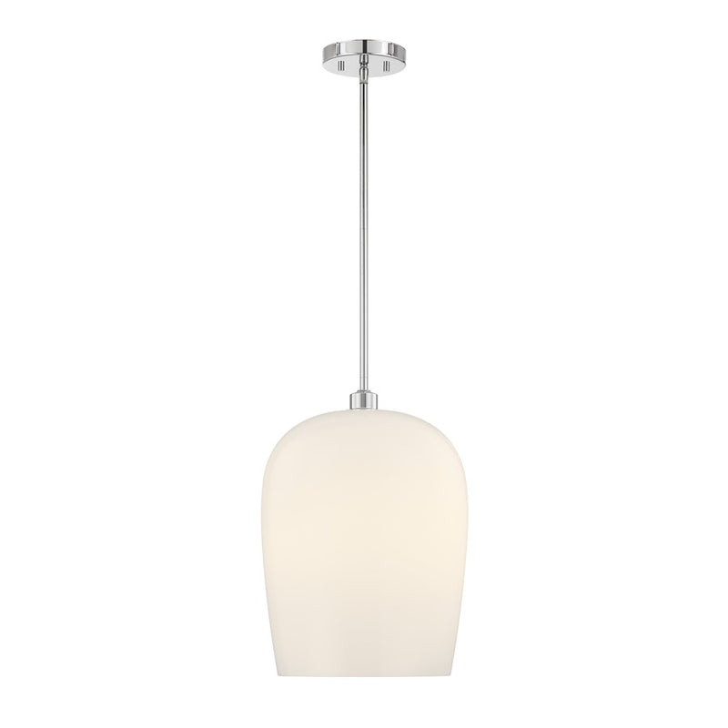 Savoy House Livingston 1 Lt Pendant, Chrome/White Opal, Chrome