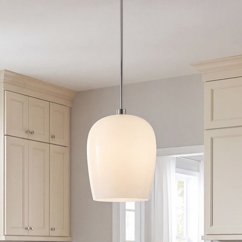 Savoy House Livingston 1 Lt Pendant, Chrome/White Opal, Chrome