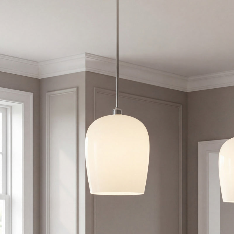 Savoy House Livingston 1 Lt Pendant, Chrome/White Opal, Chrome