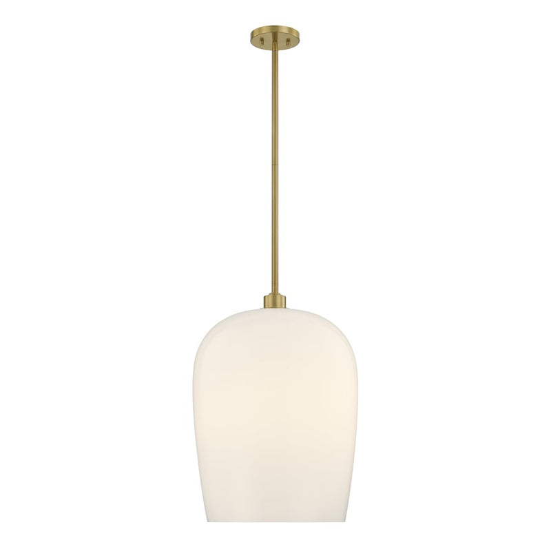 Savoy House Livingston 1 Lt Pendant, White Opal, Warm Brass