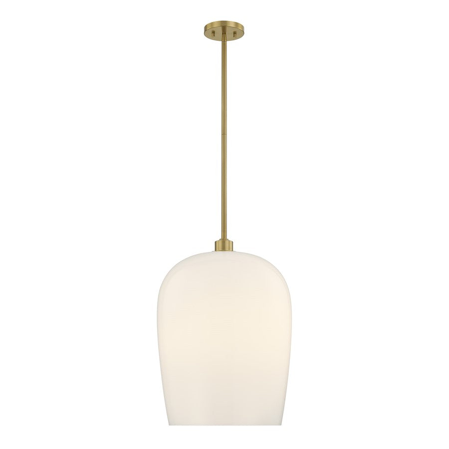 Savoy House Livingston 1 Lt Pendant, White Opal, Warm Brass - 7-7209-1-322
