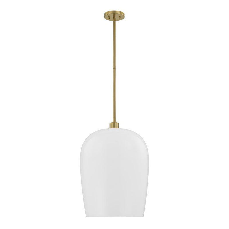 Savoy House Livingston 1 Lt Pendant, White Opal, Warm Brass