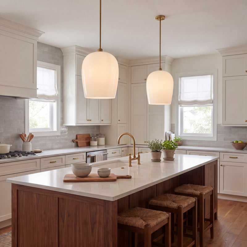 Savoy House Livingston 1 Lt Pendant, White Opal, Warm Brass