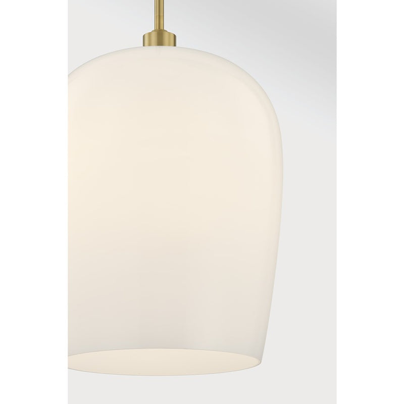 Savoy House Livingston 1 Lt Pendant, White Opal, Warm Brass