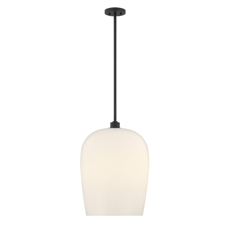 Savoy House Livingston 1 Lt Pendant, White Opal, Matte Black