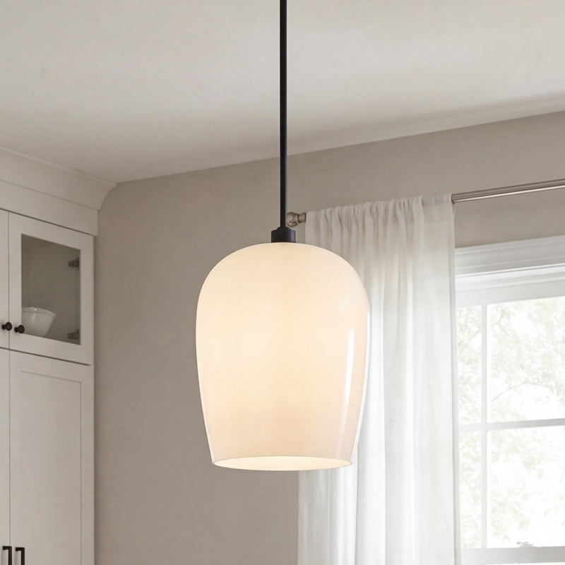 Savoy House Livingston 1 Lt Pendant, White Opal, Matte Black