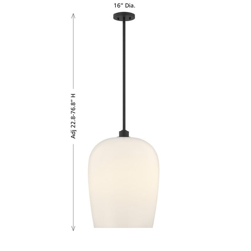 Savoy House Livingston 1 Lt Pendant, White Opal, Matte Black