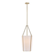 Savoy House Joplin 14in 1-Light Pendant | California Modern Noble Brass and White Pleated Fabric | Kitchen & Dining Room | 14 x 14 | Model 7-7399-1-127