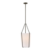 Savoy House Joplin 14in 1-Light Pendant | California Modern Mediterranean Bronze and White Pleated Fabric | Kitchen & Dining Room | 14 in | Model 7-7399-1-15