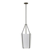 Savoy House Joplin 14in 1-Light Pendant | California Modern Mediterranean Bronze and White Pleated Fabric | Kitchen & Dining Room | 14 in | Model 7-7399-1-15
