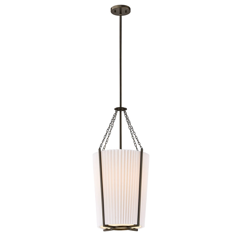 Savoy House Joplin 14in 1-Light Pendant | California Modern Mediterranean Bronze and White Pleated Fabric | Kitchen & Dining Room | 14 in | Model 7-7399-1-15