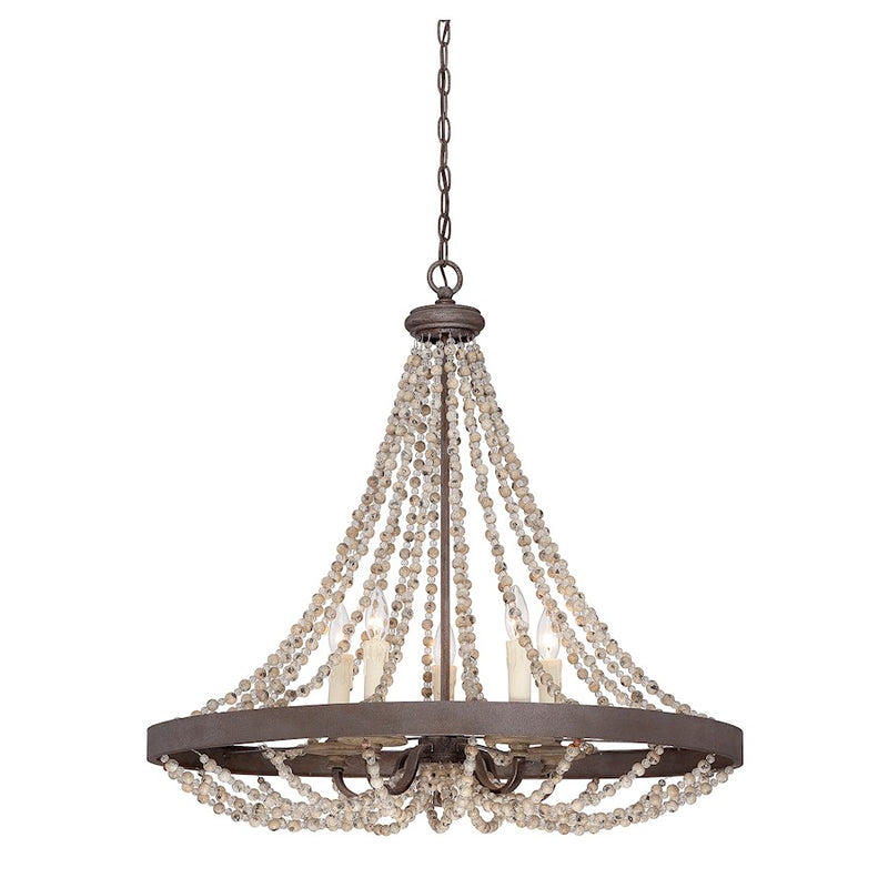 Savoy House Mallory 5-Light Pendant, Fossil Stone