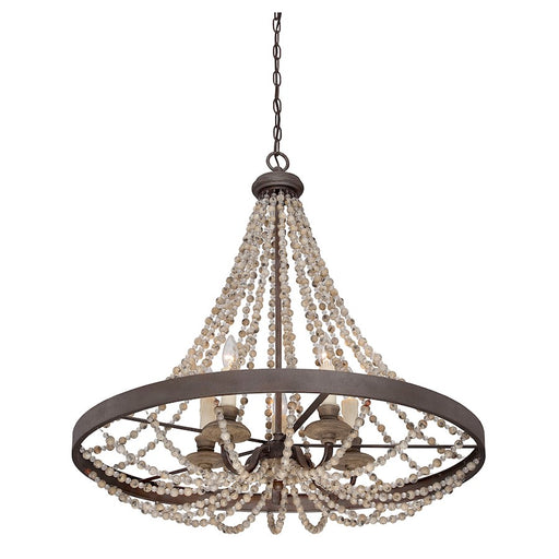 Savoy House Mallory 5-Light Pendant, Fossil Stone
