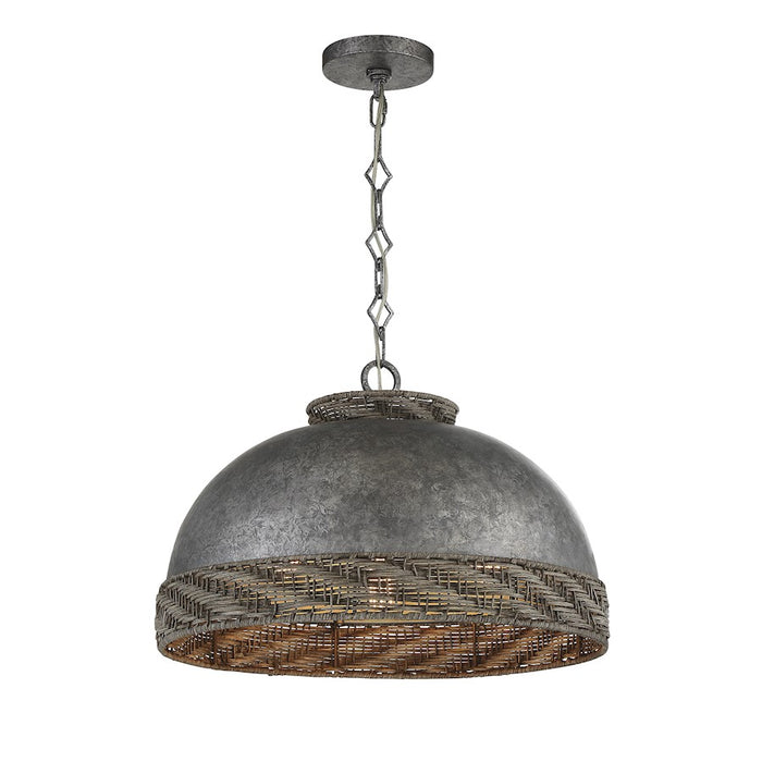 Savoy House Tripoli 3-Light Pendant, Mottled Zinc/Gray Rattan