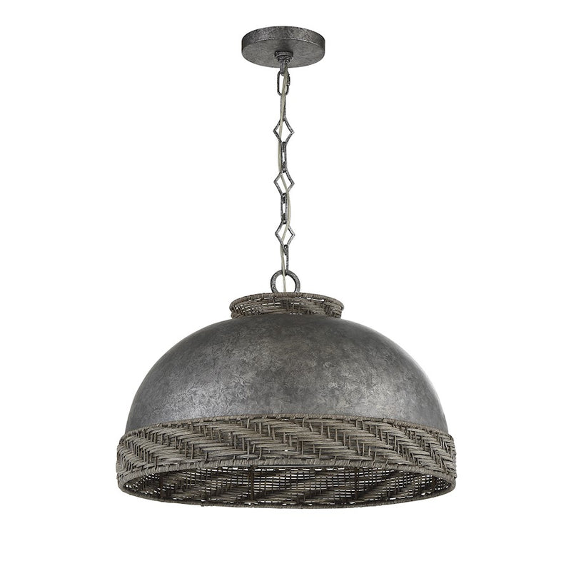 Savoy House Tripoli 1 Light Pendant, Mottled Zinc/Gray Rattan