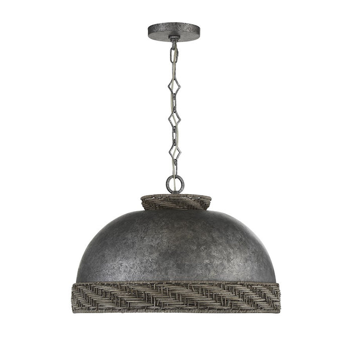 Savoy House Tripoli 3-Light Pendant, Mottled Zinc/Gray Rattan