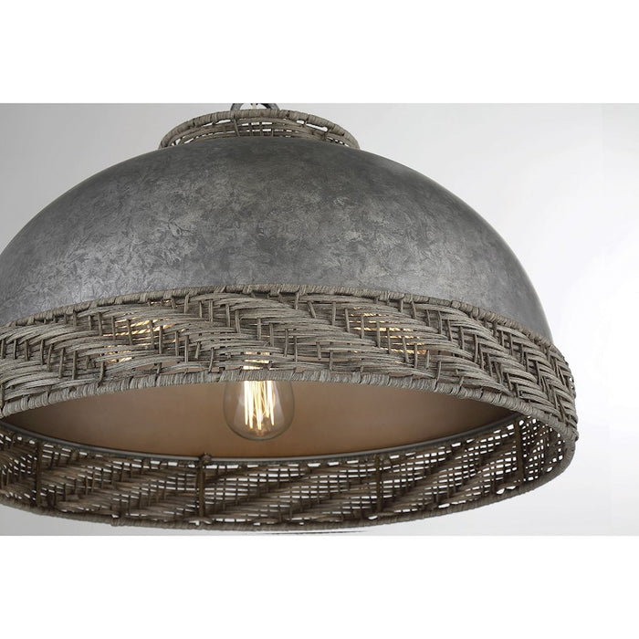 Savoy House Tripoli 3-Light Pendant, Mottled Zinc/Gray Rattan