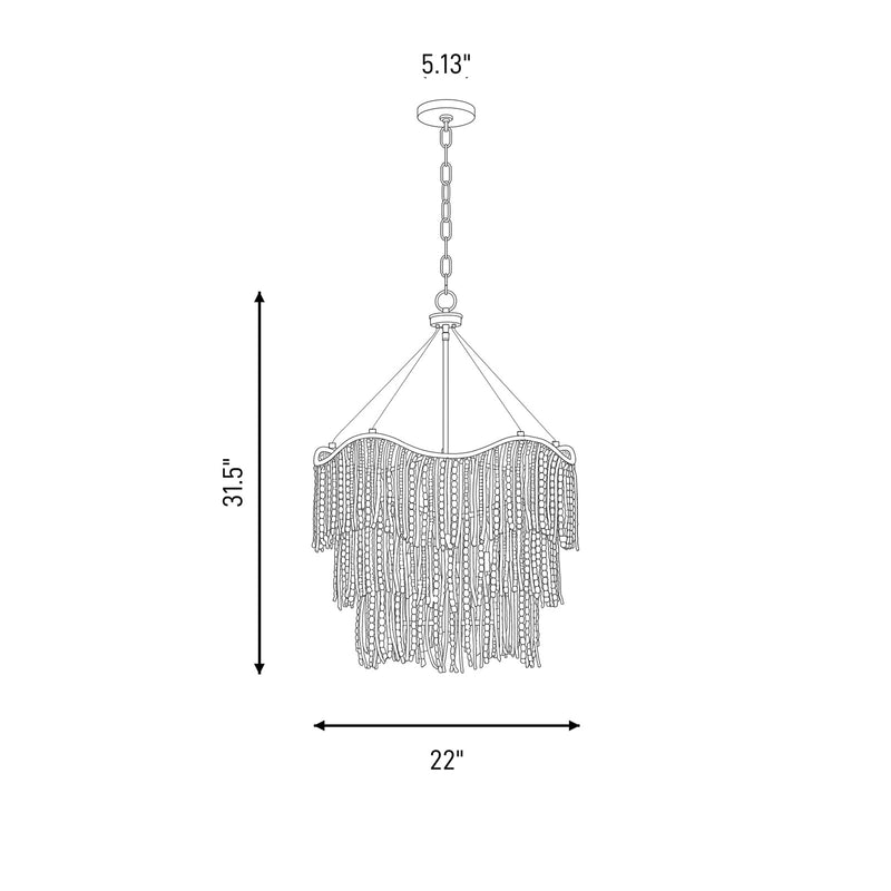 Savoy House Melia 6 Light Pendant, Cypress/Beads