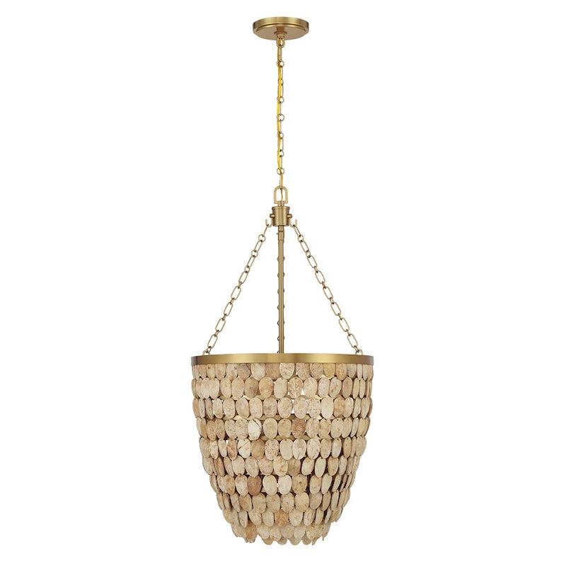 Savoy House Catalan 4 Light Pendant, Warm Brass
