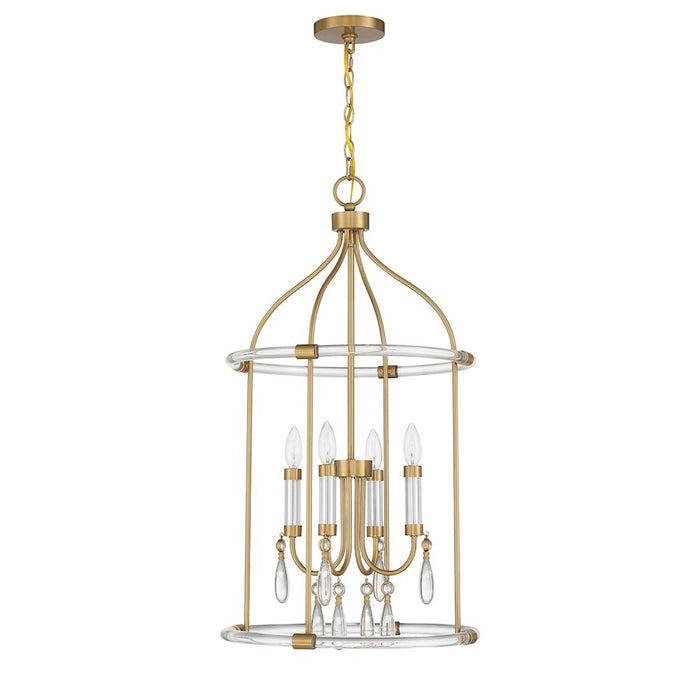 Savoy House Mayfair 4 Light Pendant, Brass/Chrome/Clear Acrylic