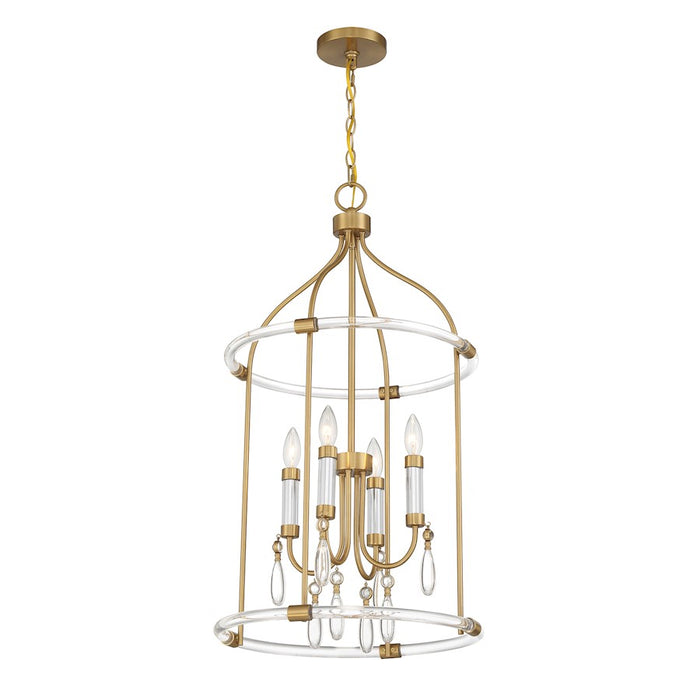 Savoy House Mayfair 4-Light Pendant, Warm Brass/Chrome