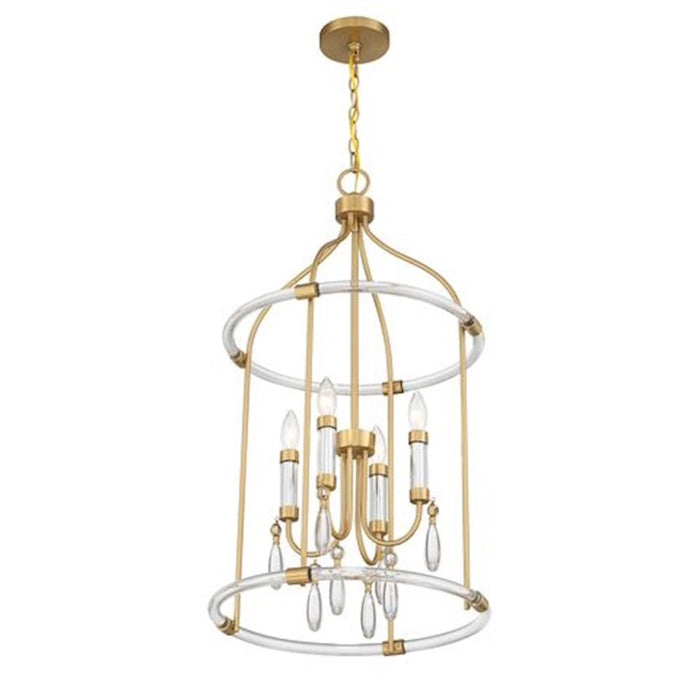 Savoy House Mayfair 4-Light Pendant, Warm Brass/Chrome