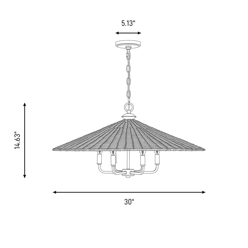 Savoy House Eman 6-Light Pendant, Matte Black/Dark Rattan