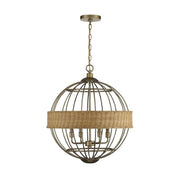 Savoy House Boreal 4-Light Pendant, Burnished Brass/Rattan - 7-7773-4-177