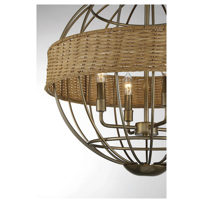 Savoy House Boreal 4-Light Pendant, Burnished Brass/Rattan