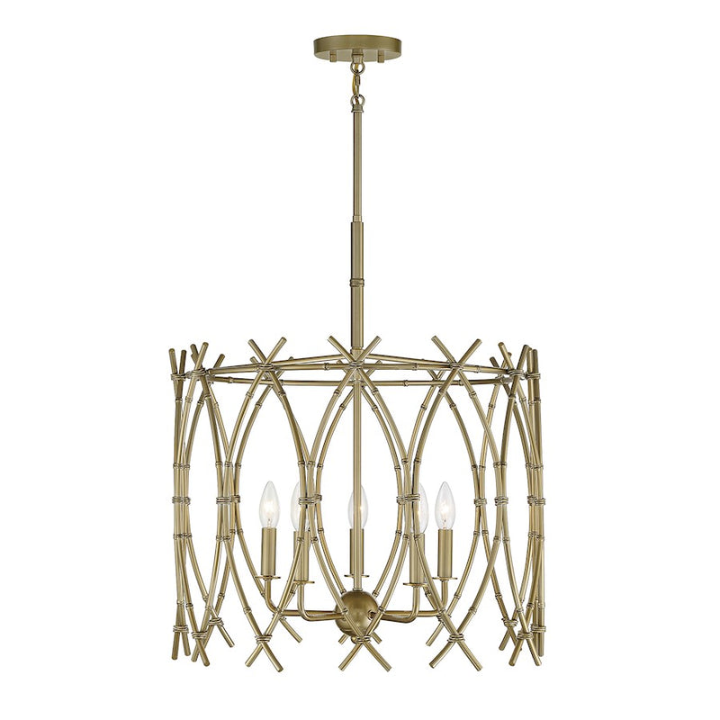 Savoy House Cornwall 5 Light Pendant, New Burnished Brass