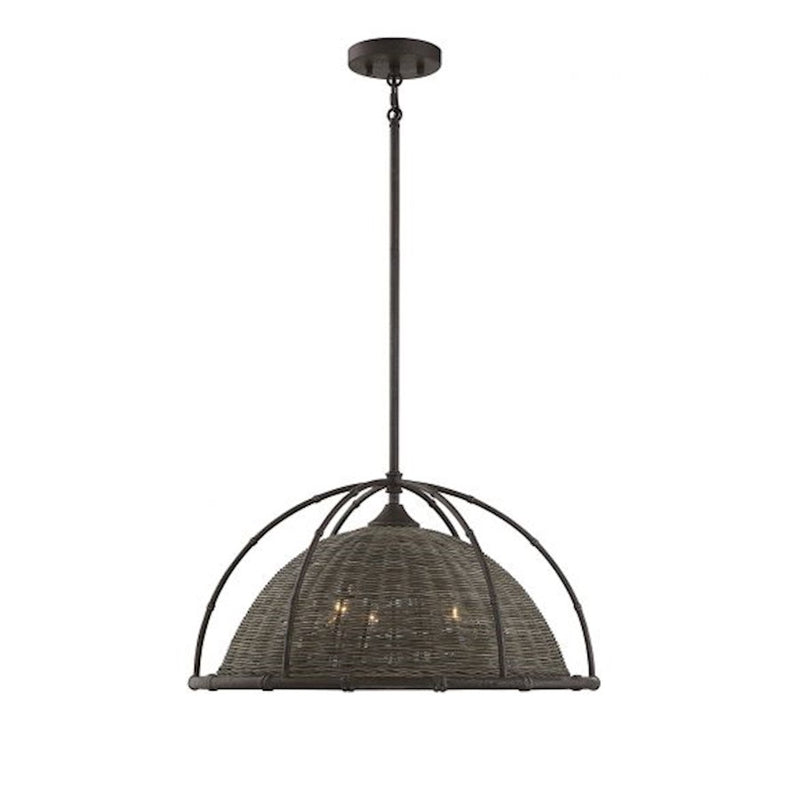Savoy House Trentino 3-Light Pendant, Gunsmoke/Gray Rattan