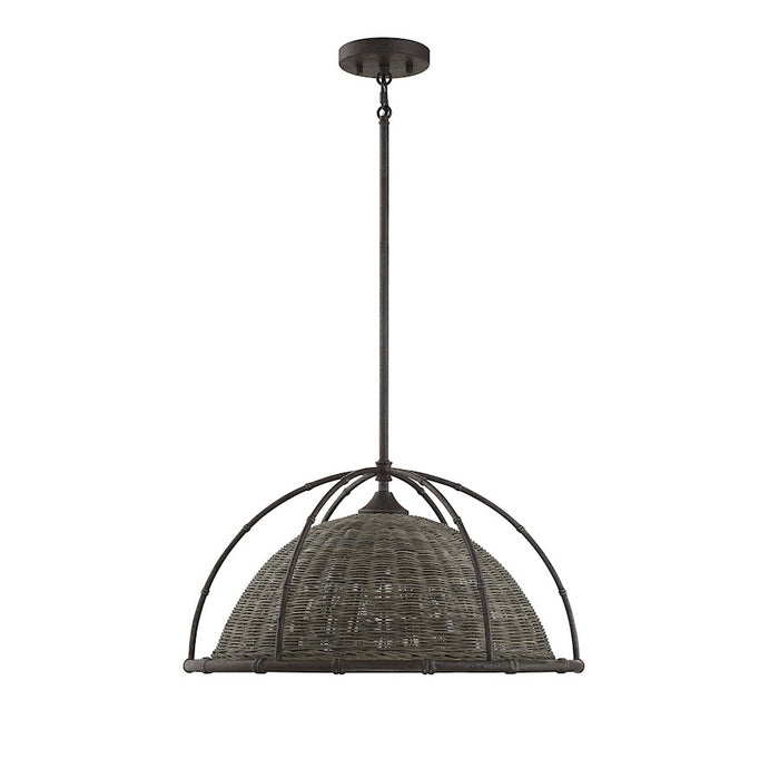 Savoy House Trentino 3-Light Pendant, Gunsmoke/Gray Rattan