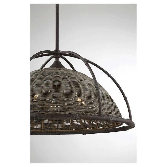 Savoy House Trentino 3-Light Pendant, Gunsmoke/Gray Rattan