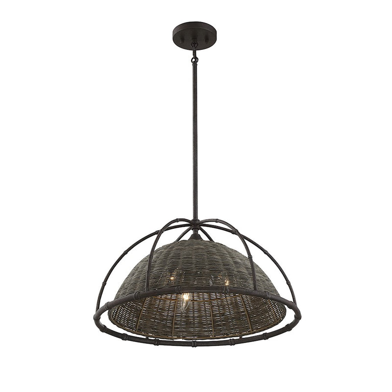 Savoy House Trentino 3-Light Pendant, Gunsmoke/Gray Rattan
