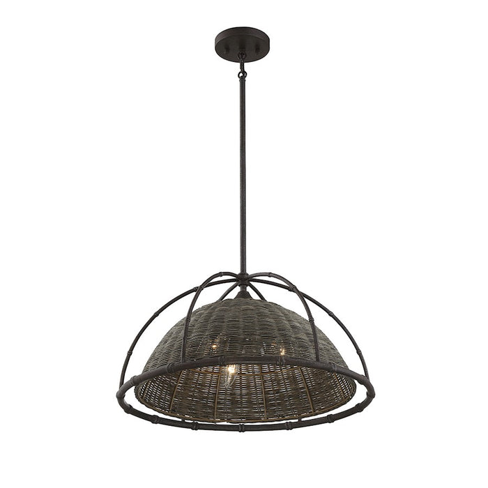 Savoy House Trentino 3-Light Pendant, Gunsmoke/Gray Rattan