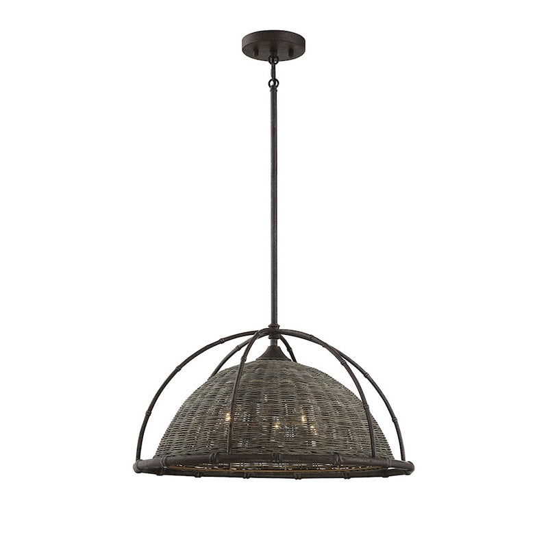 Savoy House Trentino 3-Light Pendant, Gunsmoke/Gray Rattan