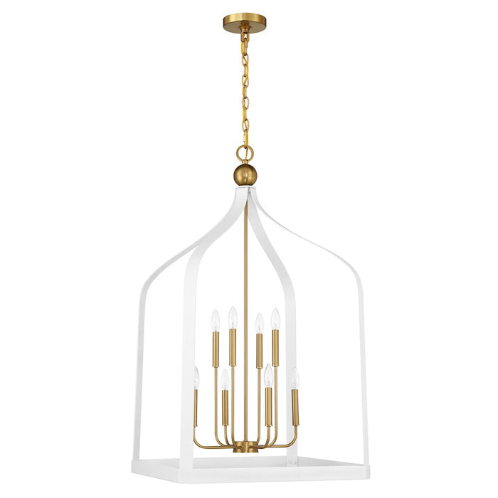 Savoy House Sheffield 8-Light Pendant, White/Warm Brass Accents