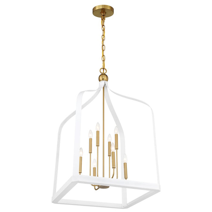 Savoy House Sheffield 8-Light Pendant, White/Warm Brass Accents