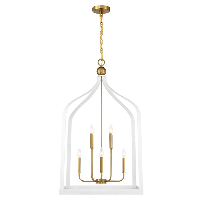 Savoy House Sheffield 8-Light Pendant, White/Warm Brass Accents