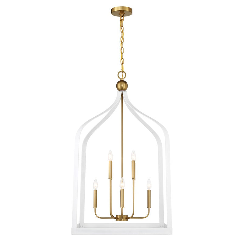 Savoy House Sheffield 8-Light Pendant, White/Warm Brass Accents