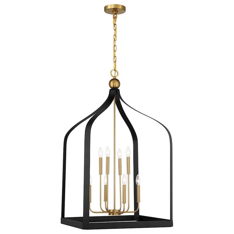 Savoy House Sheffield 8 Light Pendant, Black/Brass Accents