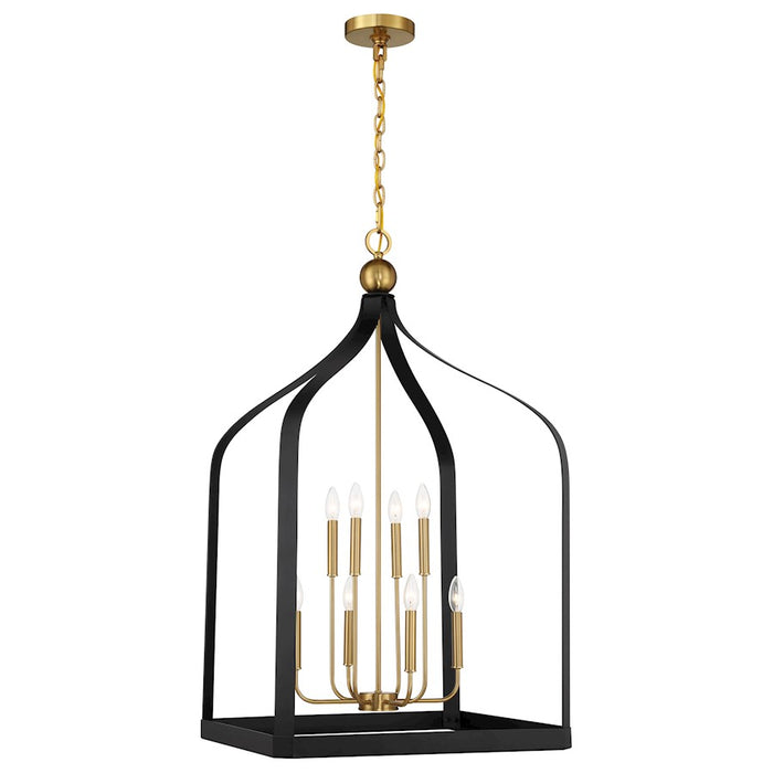 Savoy House Sheffield 8 Light Pendant, Black/Brass Accents - 7-7800-8-143