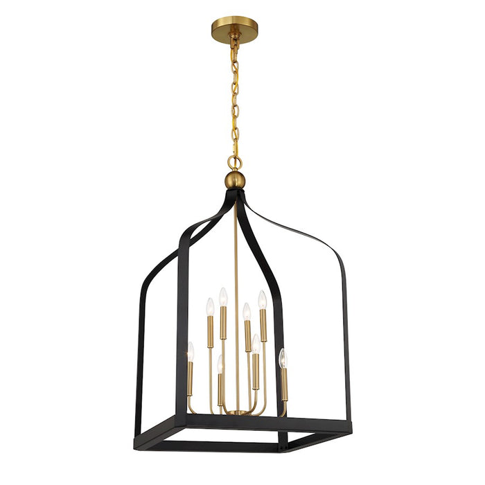 Savoy House Sheffield 8 Light Pendant, Black/Brass Accents