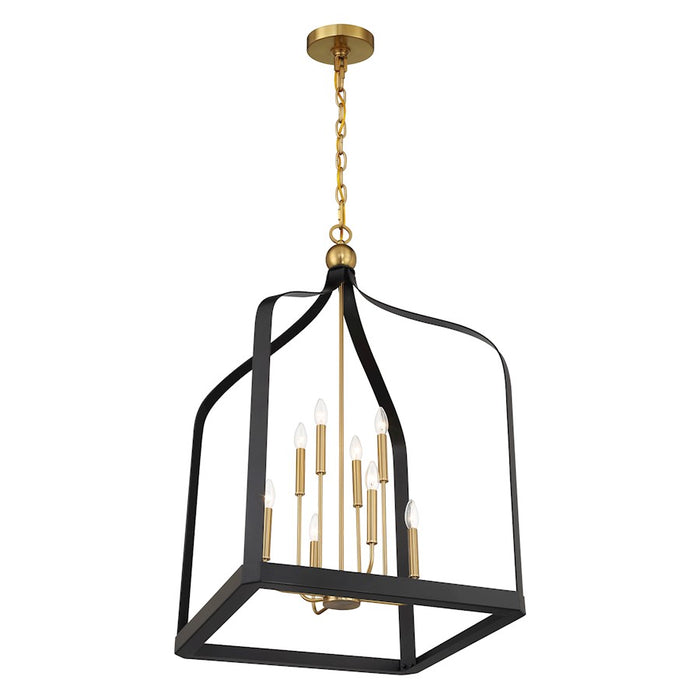 Savoy House Sheffield 8 Light Pendant, Black/Brass Accents