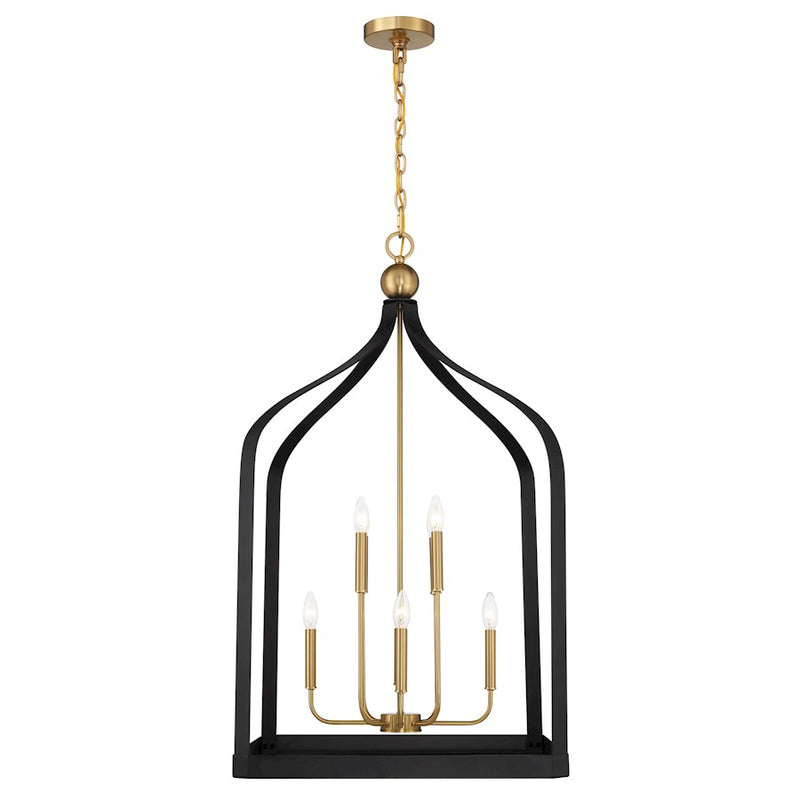 Savoy House Sheffield 8 Light Pendant, Black/Brass Accents